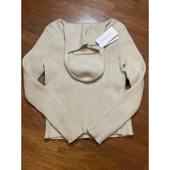 Calvin Klein 205W39NYC Quilt Jacquard Stripe Sweater Ivory Medium New Nwt Womens - Picture 10 of 16